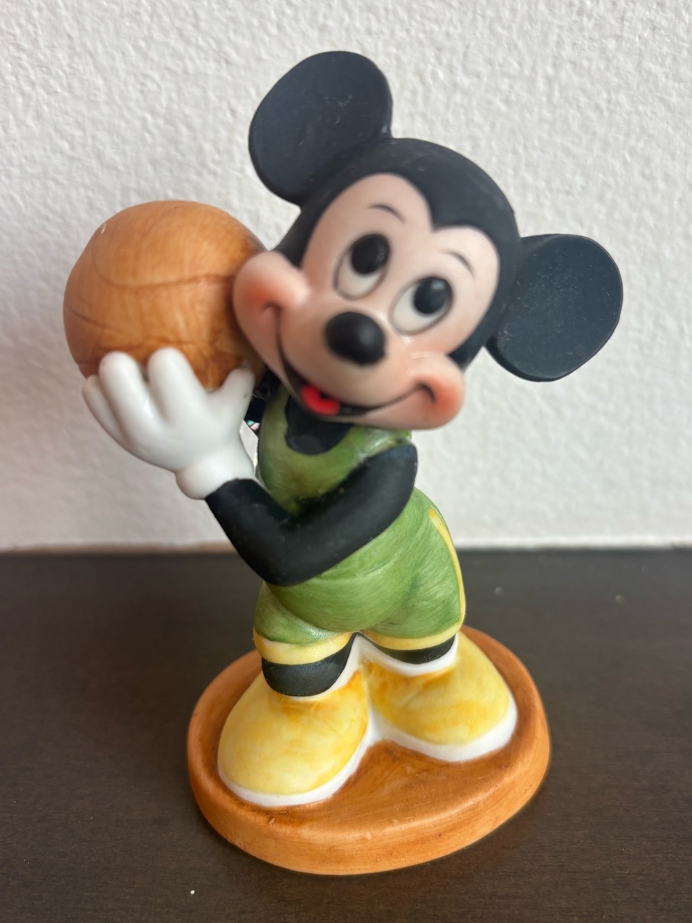 Vintage Disney Mickey Mouse Basketball Figurine Porcelain Collectible
